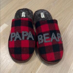 Men’s plaid Papa Bear slippers XL